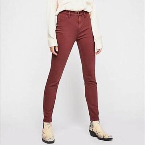 NWT Free People We The Free Red High Rise Skinny Jeans Size 26 - Picture 1 of 12